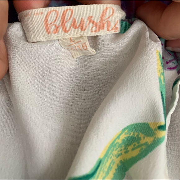 Girls Blush Floral Off the Shoulder Romper - Picture 3 of 4